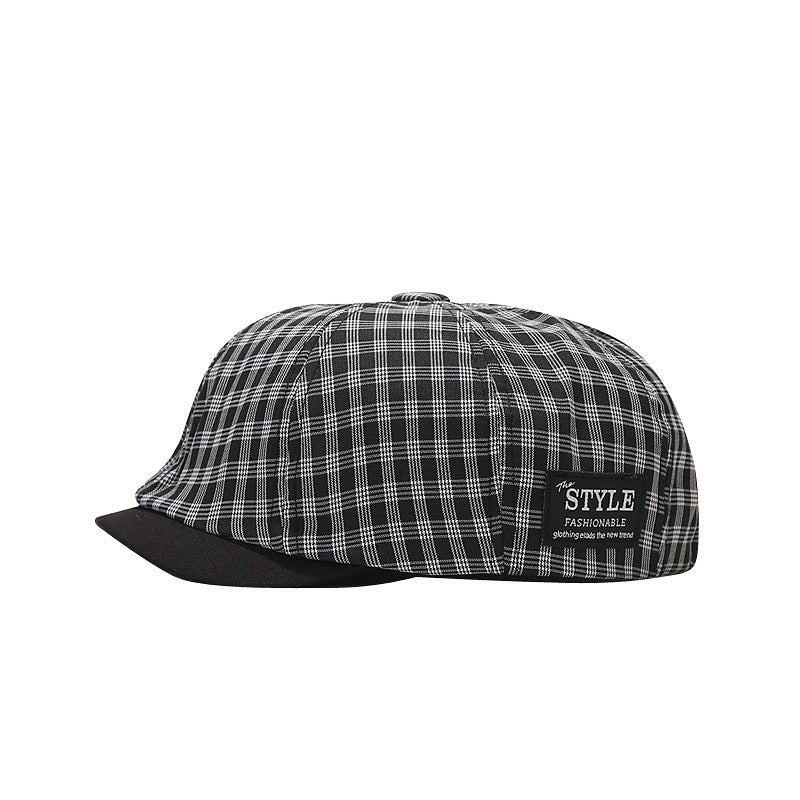 Wholesale Cotton Vintage Plaid Patch Octagonal Hat
